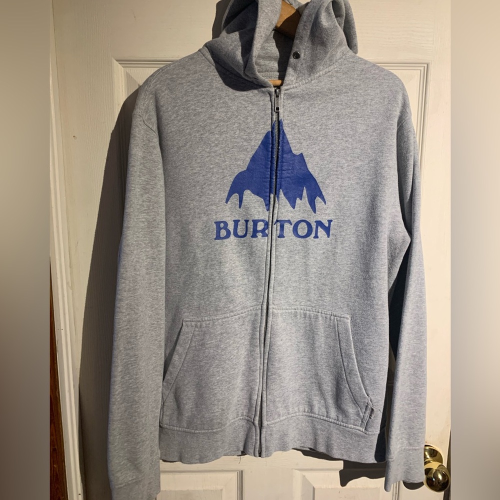 Burton Gray Hoodie with Blue Logo